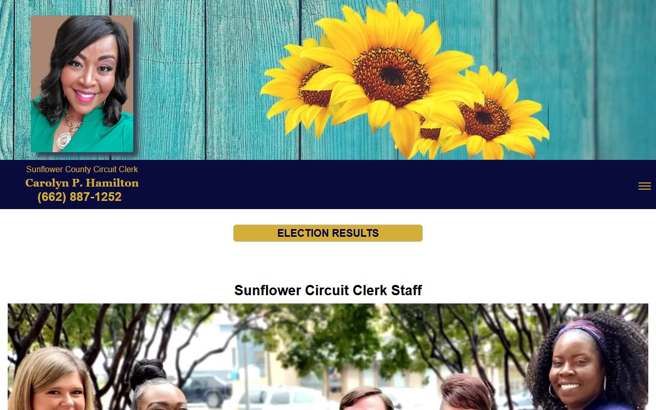 Sunflower County Circuit Clerk homepage describing court records duties