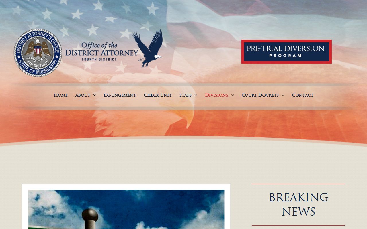 Sunflower County District Attorney pre-trial diversion page for arrest and charge records