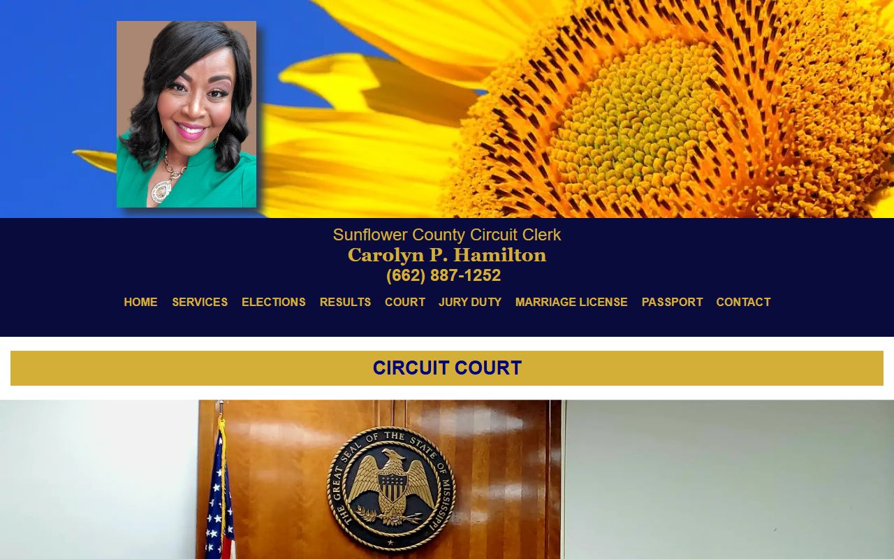 Sunflower County Circuit Court page with Fourth Circuit District judges and docket PDF links