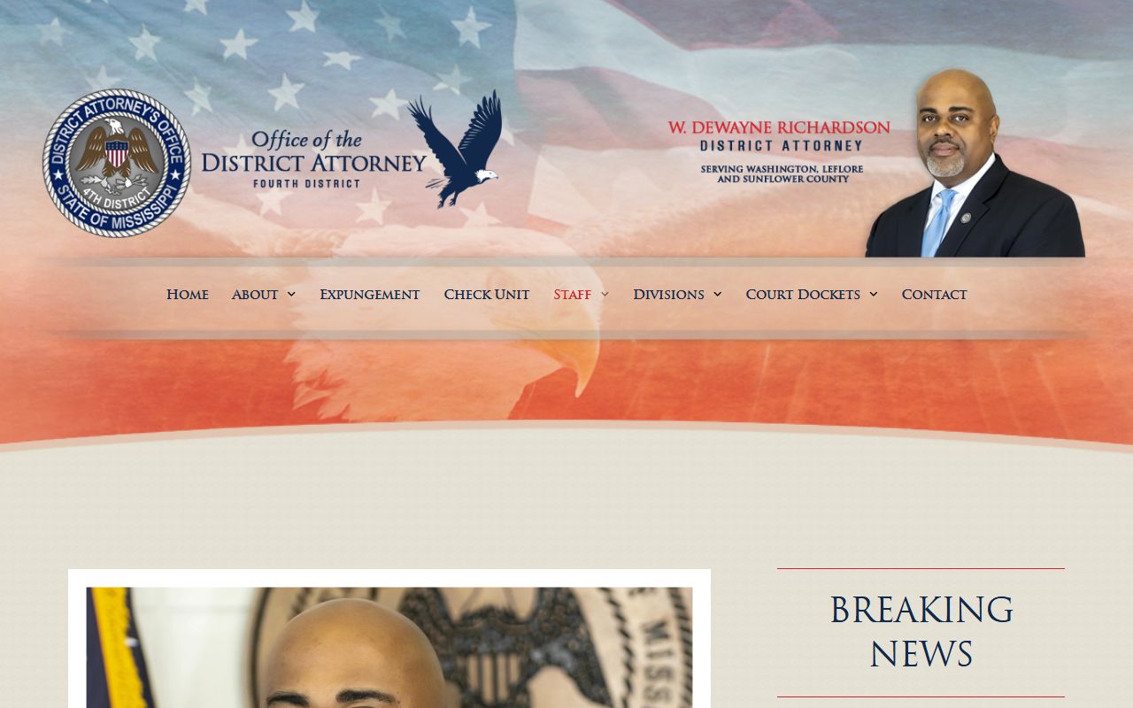 Sunflower County criminal court records District Attorney biography page