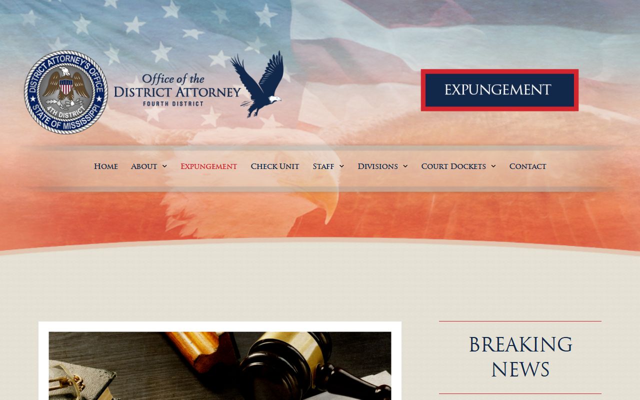 Sunflower County criminal court records expungement guidance page