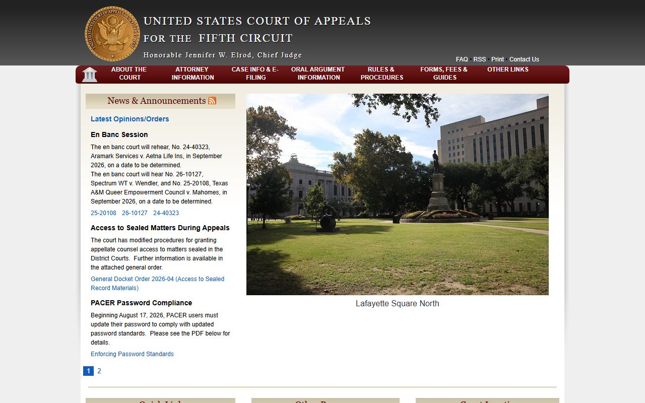 Sunflower County federal court records, Fifth Circuit Court of Appeals