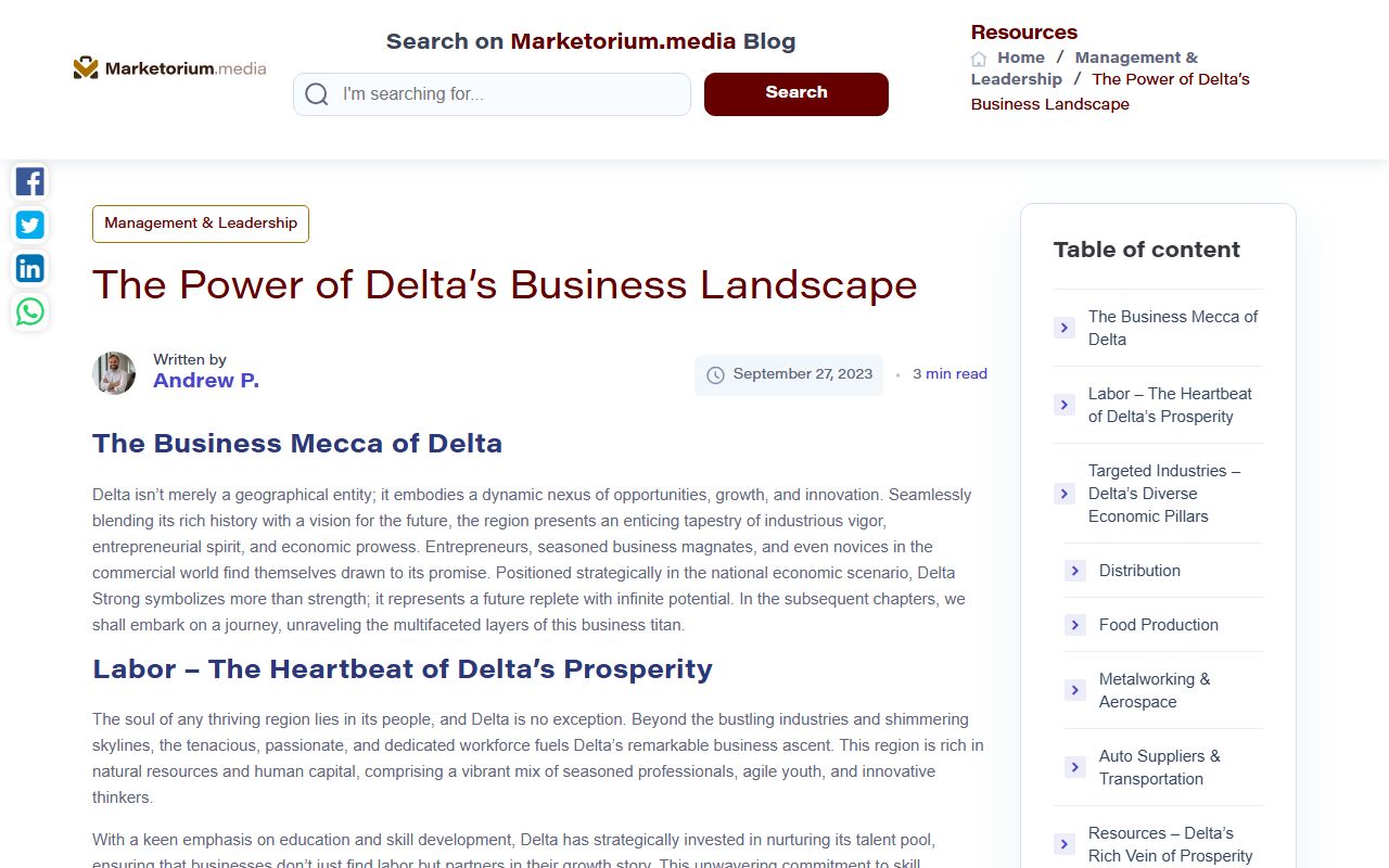 Delta Strong regional economic development page serving Sunflower County