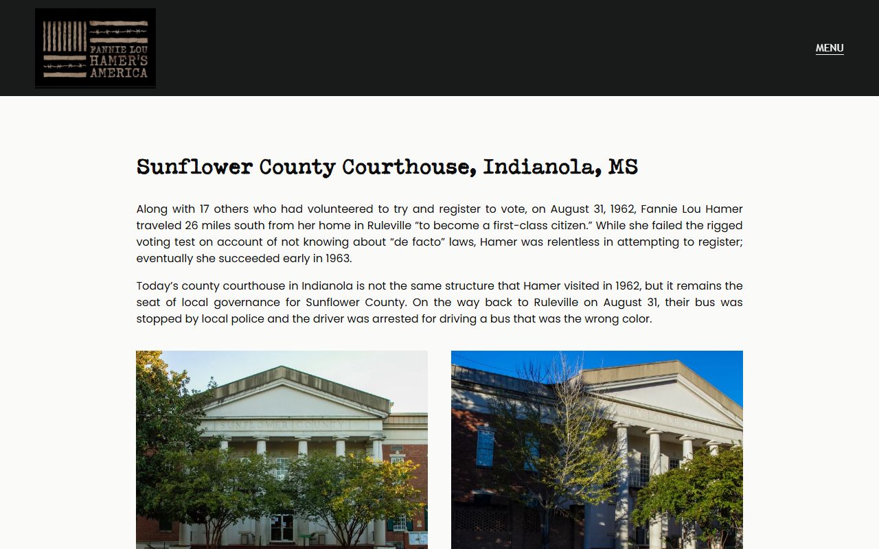 Sunflower County courthouse civil-rights history page